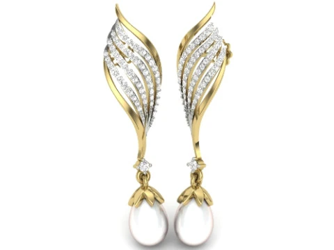 Design de joias 3D para impress&atilde;o de brincos com diamantes Modelo 3D