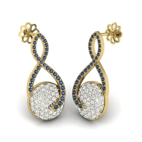 Printable 3D Jewelry design of Earrings with diamonds 3D Model .c4d .max .obj .3ds .fbx .stl .blend 