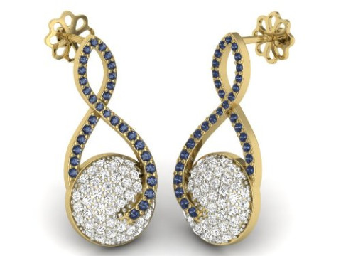 Printable 3D Jewelry design of Earrings with diamonds 3D Model