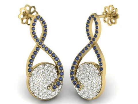 Design de joias 3D para impress&atilde;o de brincos com diamantes Modelo 3D