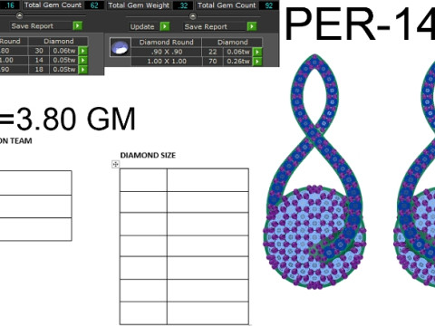 Printable 3D Jewelry design of Earrings with diamonds 3D 모델