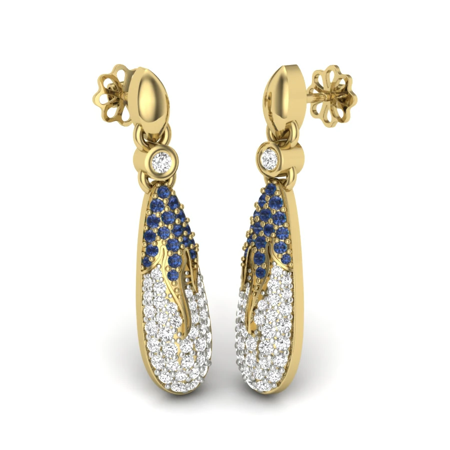 Printable 3D Jewelry design of Earrings with diamonds 3D Model .c4d .max .obj .3ds .fbx .stl .blend 
