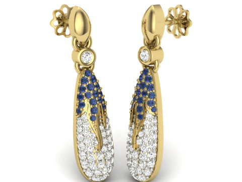 Dise&ntilde;o de joyer&iacute;a 3D imprimible de pendientes con diamantes. Modelo 3D