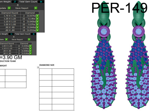 Printable 3D Jewelry design of Earrings with diamonds Model 3D