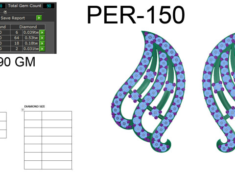 Printable 3D Jewelry design of Earrings with diamonds Modèle 3D