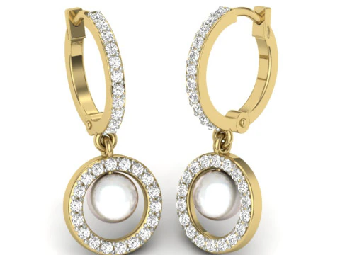 Dise&ntilde;o de joyer&iacute;a 3D imprimible de pendientes con diamantes. Modelo 3D