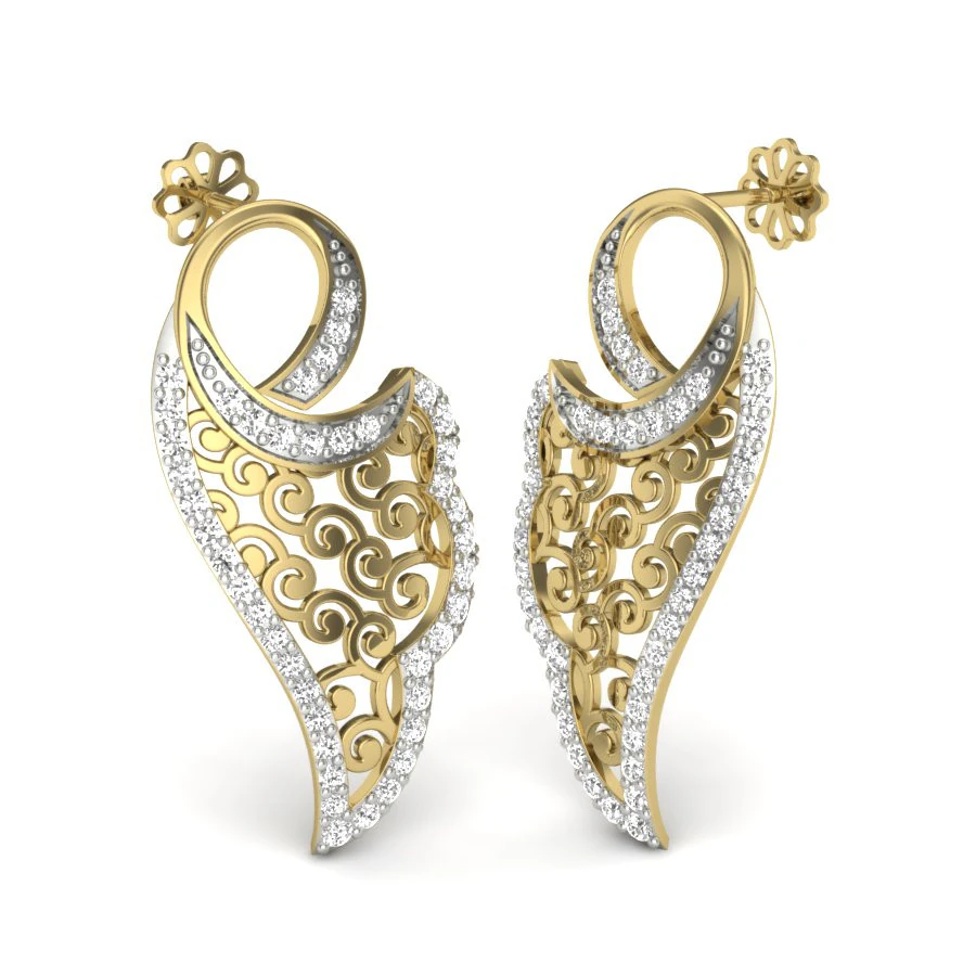 Printable 3D Jewelry design of Earrings with diamonds 3D Model .c4d .max .obj .3ds .fbx .stl .blend 
