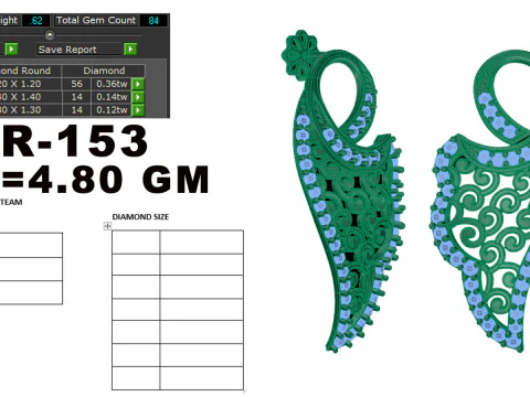 Printable 3D Jewelry design of Earrings with diamonds 3D Model