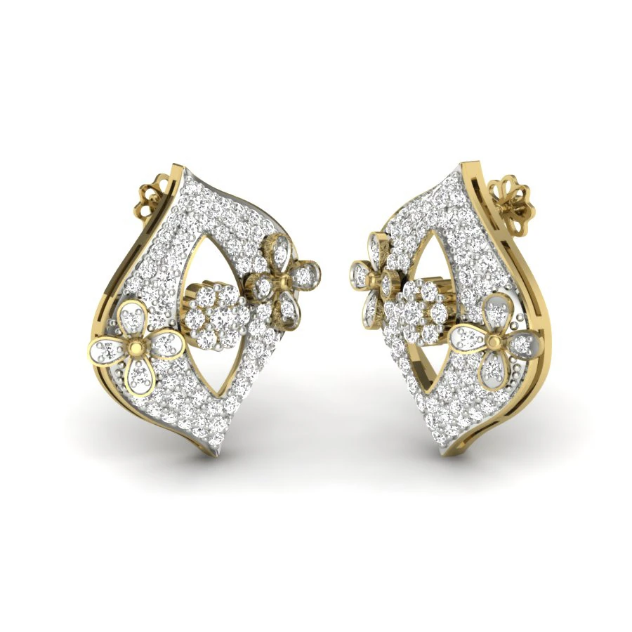 Printable 3D Jewelry design of Earrings with diamonds 3D Model .c4d .max .obj .3ds .fbx .stl .blend 