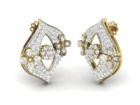 Desain Anting Perhiasan 3D yang dapat dicetak dengan berlian Model 3D