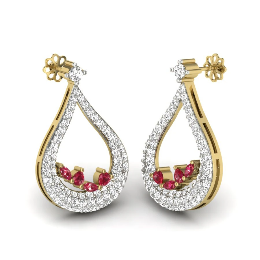 Printable 3D Jewelry design of Earrings with diamonds 3D Model .c4d .max .obj .3ds .fbx .stl .blend 
