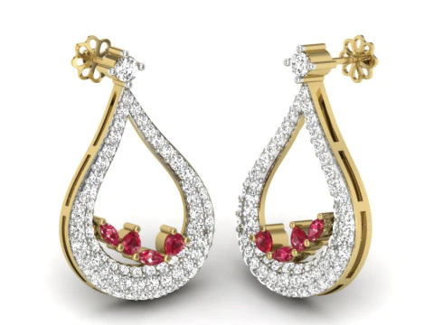 Printable 3D Jewelry design of Earrings with diamonds 3D Model