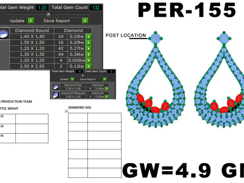 Printable 3D Jewelry design of Earrings with diamonds 3D Modell
