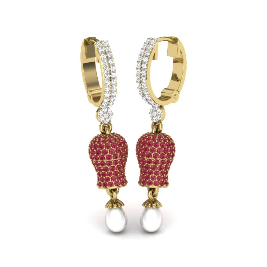 Printable 3D Jewelry design of Earrings with diamonds 3D Model .c4d .max .obj .3ds .fbx .stl .blend 
