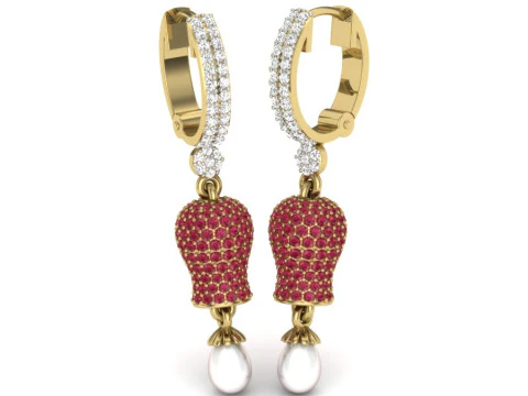 Тривимірний ювелірний дизайн сережок із діамантами для друку 3D Модель