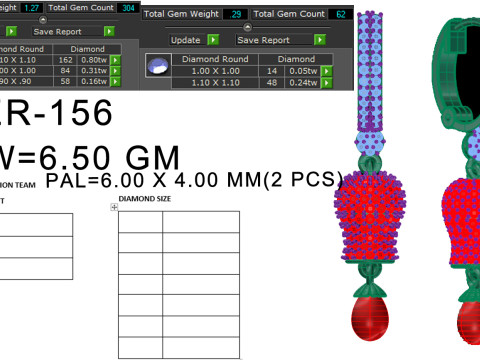 Printable 3D Jewelry design of Earrings with diamonds 3D 模型