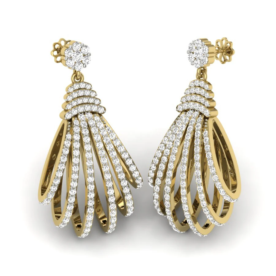 Printable 3D Jewelry design of Earrings with diamonds 3D Model .c4d .max .obj .3ds .fbx .stl .blend 