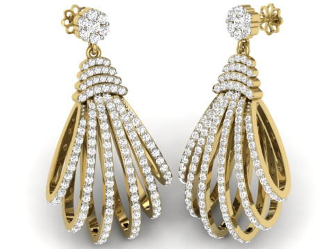 Printable 3D Jewelry design of Earrings with diamonds 3D 模型