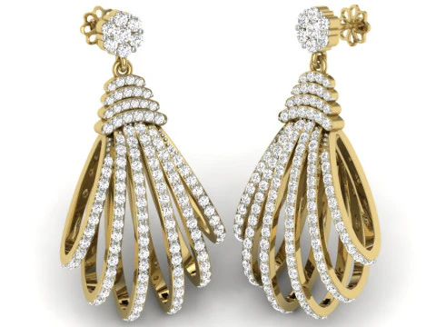 Printable 3D Jewelry design of Earrings with diamonds 3D Model