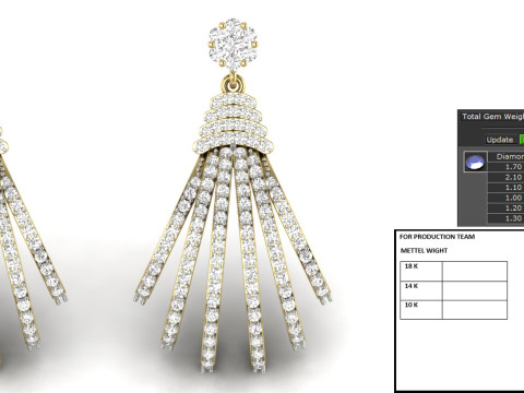 Printable 3D Jewelry design of Earrings with diamonds 3D Модель