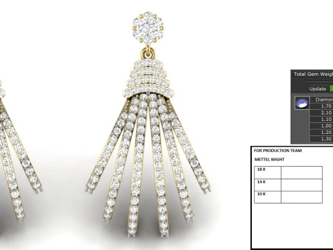 Printable 3D Jewelry design of Earrings with diamonds 3D Model