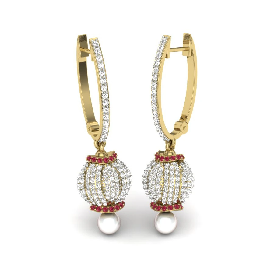 Printable 3D Jewelry design of Earrings with diamonds 3D Model .c4d .max .obj .3ds .fbx .stl .blend 