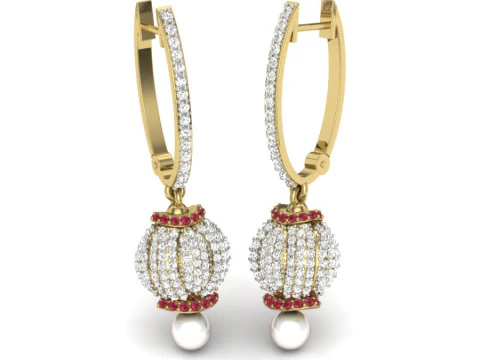 Printable 3D Jewelry design of Earrings with diamonds 3D Model