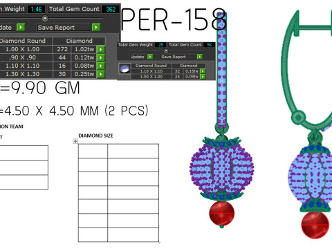 Printable 3D Jewelry design of Earrings with diamonds Modèle 3D