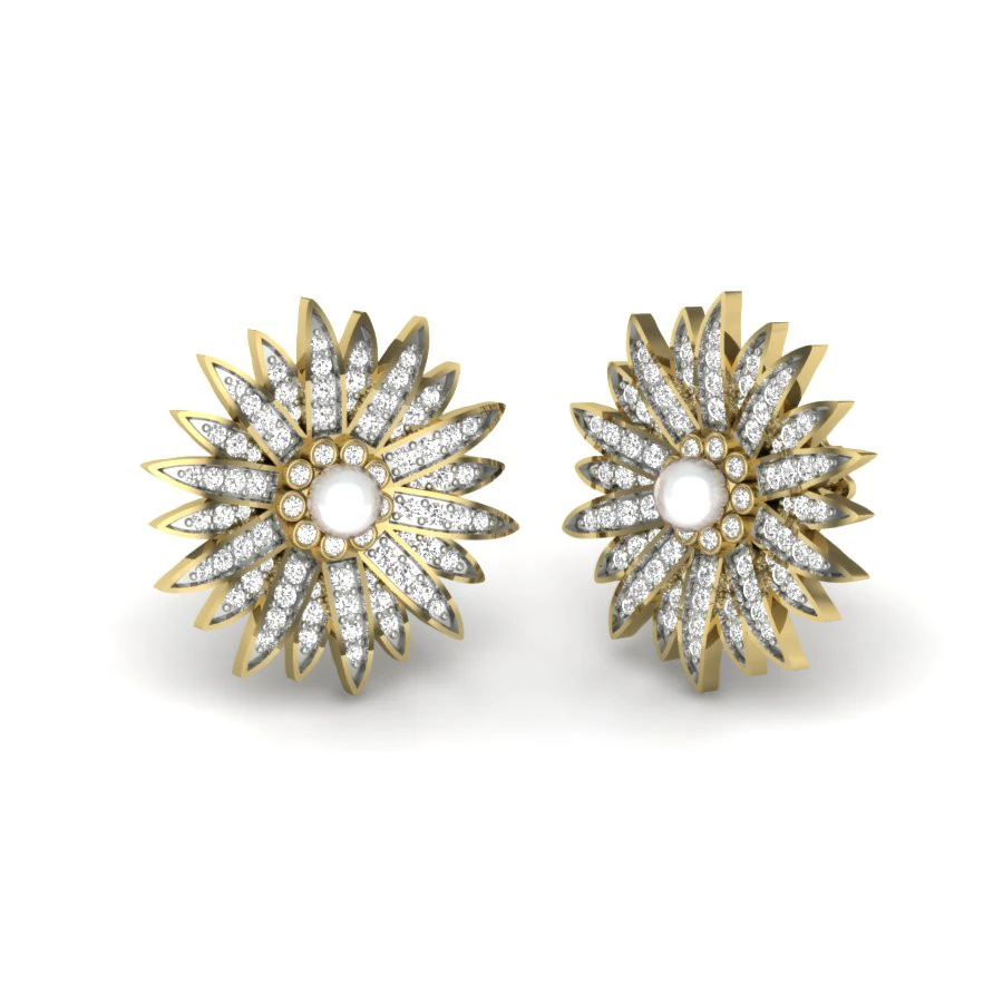 Printable 3D Jewelry design of Earrings with diamonds 3D Model .c4d .max .obj .3ds .fbx .stl .blend 