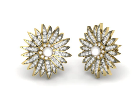 Printable 3D Jewelry design of Earrings with diamonds 3D Model