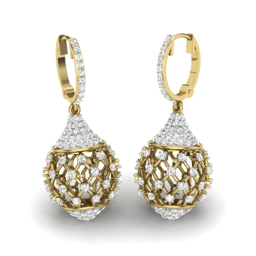 Printable 3D Jewelry design of Earrings with diamonds 3D Model .c4d .max .obj .3ds .fbx .stl .blend 