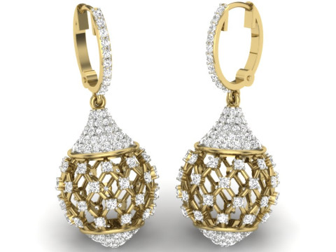 Printable 3D Jewelry design of Earrings with diamonds 3D 模型