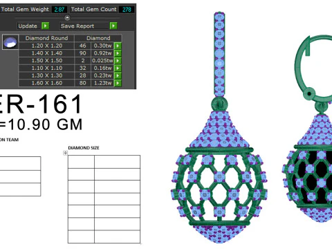 Printable 3D Jewelry design of Earrings with diamonds 3D Model