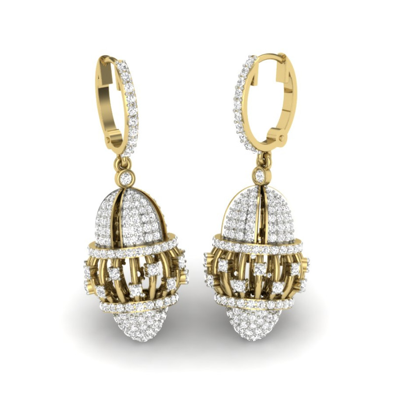 Printable 3D Jewelry design of Earrings with diamonds Modelo 3D .c4d .max .obj .3ds .fbx .stl .blend