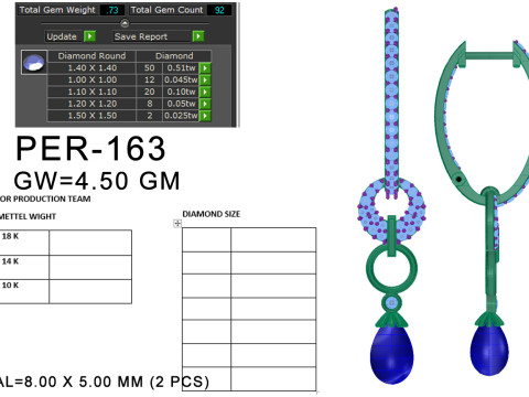 Printable 3D Jewelry design of Earrings with diamonds Model 3D