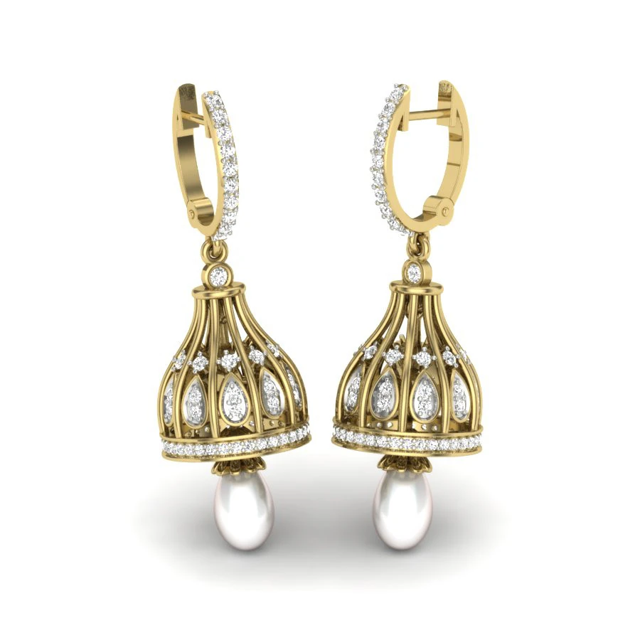 Printable 3D Jewelry design of Earrings with diamonds 3D Model .c4d .max .obj .3ds .fbx .stl .blend 