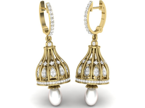 Printable 3D Jewelry design of Earrings with diamonds 3D 模型