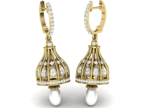 Design de joias 3D para impress&atilde;o de brincos com diamantes Modelo 3D