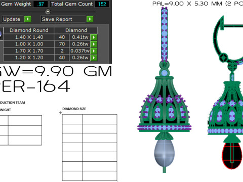 Printable 3D Jewelry design of Earrings with diamonds Model 3D
