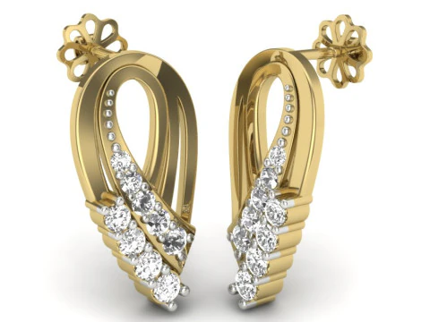 Printable 3D Jewelry design of Earrings with diamonds 3D Model