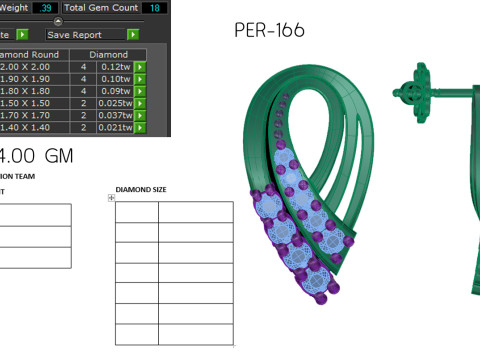 Printable 3D Jewelry design of Earrings with diamonds 3D Modell
