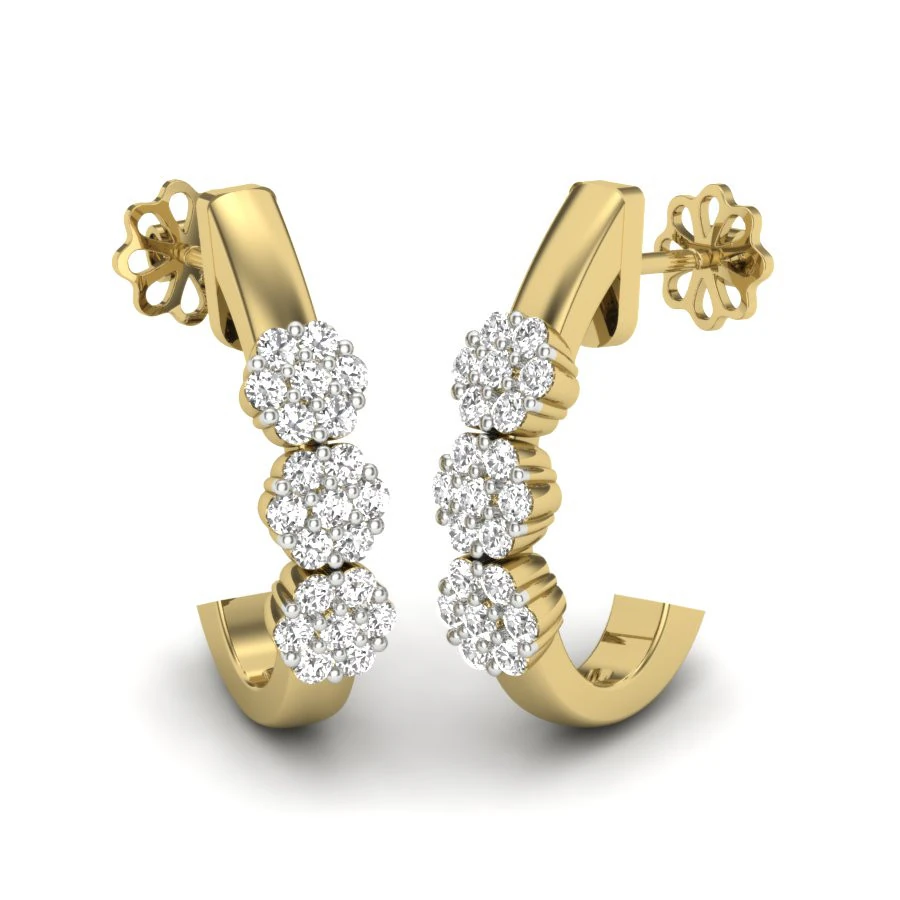 Printable 3D Jewelry design of Earrings with diamonds 3D Model .c4d .max .obj .3ds .fbx .stl .blend 
