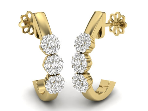 Printable 3D Jewelry design of Earrings with diamonds Modèle 3D