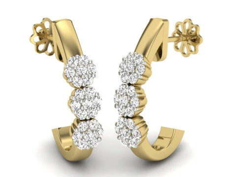Printable 3D Jewelry design of Earrings with diamonds 3D Model