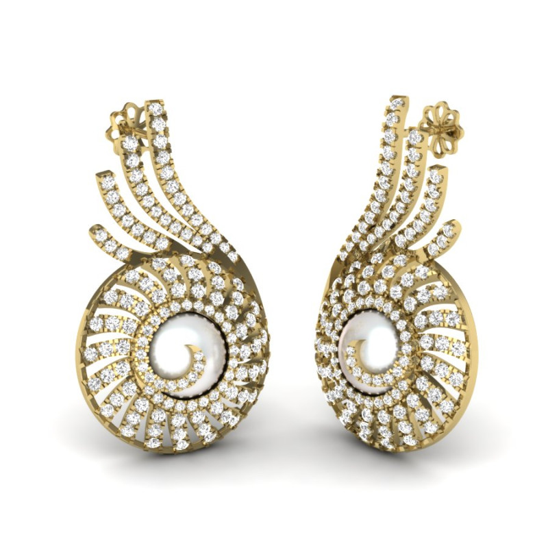 Printable 3D Jewelry design of Earrings with diamonds 3Dモデル .c4d .max .obj .3ds .fbx .stl .blend