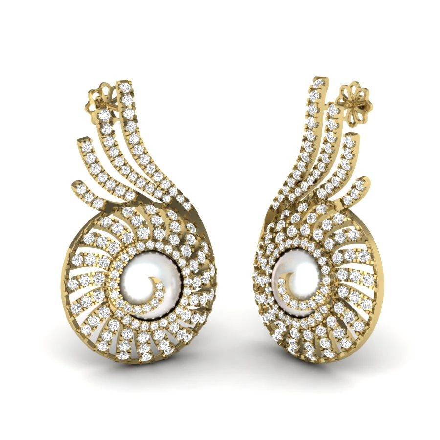 Printable 3D Jewelry design of Earrings with diamonds 3D Model .c4d .max .obj .3ds .fbx .stl .blend 