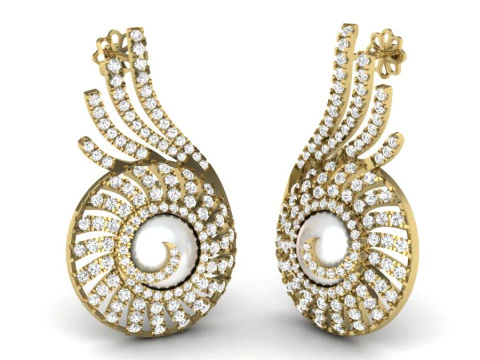 Printable 3D Jewelry design of Earrings with diamonds 3D Model