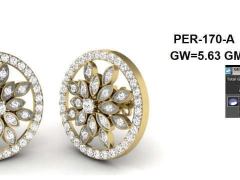 Printable 3D Jewelry design of Earrings with diamonds Modello 3D