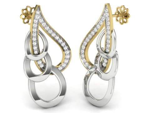 Afdrukbaar 3D-sieradenontwerp van oorbellen met diamanten 3D Model