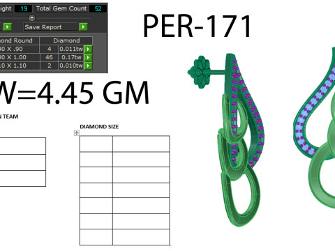 Printable 3D Jewelry design of Earrings with diamonds 3D Modell